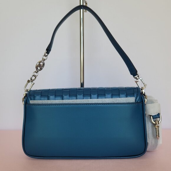 MICHAEL KORS Bradshaw Woven Smooth Leather Convertible Bag- Deep M.⭐ - Picture 7 of 16